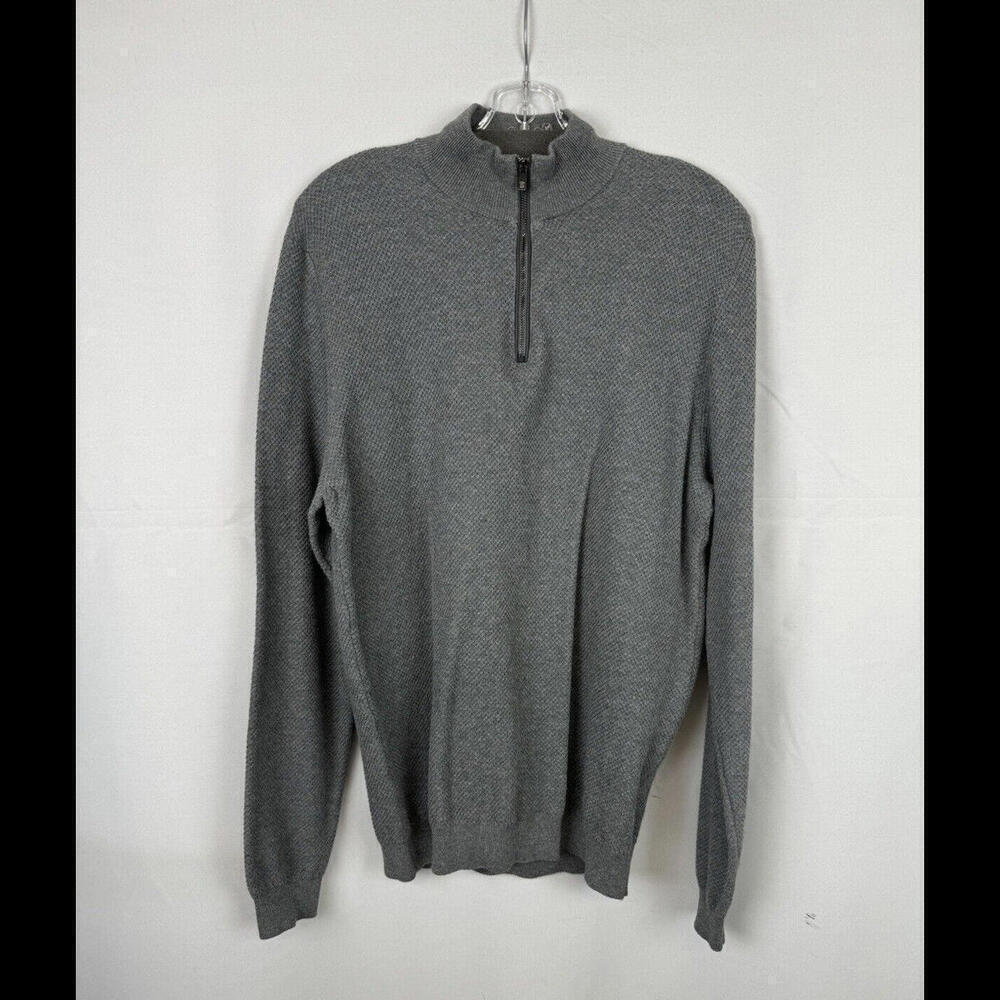 Massimo Dutti 1/4 Zip Cotton Sweater Gray Size L